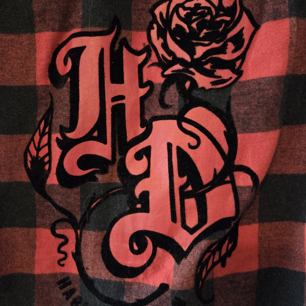 Harley-Davidson Red and Black Plaid Button Down Shirt - Picture 3 of 10